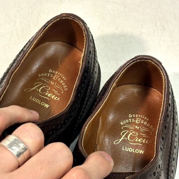 VERY GOOD Grant Stone x J. Crew Ludlow Longwing Wingtip Derby Bench Made 10 D main image 8